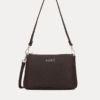 AJEES dark brown leather shoulder bag with adjustable strap and gold-tone hardware