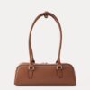Premium brown leather shoulder bag for women elegant design