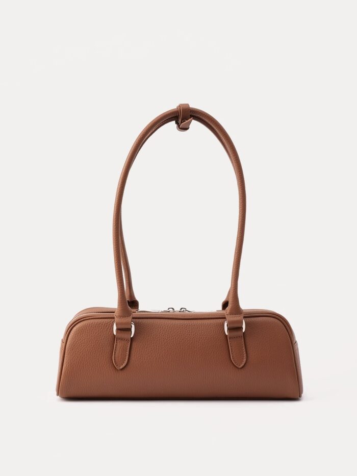 Premium brown leather shoulder bag for women elegant design