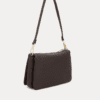 AJEES dark brown leather shoulder bag with adjustable strap and gold-tone hardware