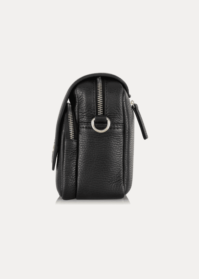 Discover the AJEES black leather crossbody bag for women. Elegant, lightweight, and spacious with a stylish flap design for everyday use.