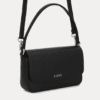 AJEES luxury black shoulder bag for women with detachable crossbody strap and gold-tone hardware