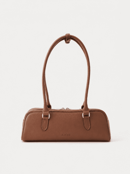 Premium brown leather shoulder bag for women elegant design