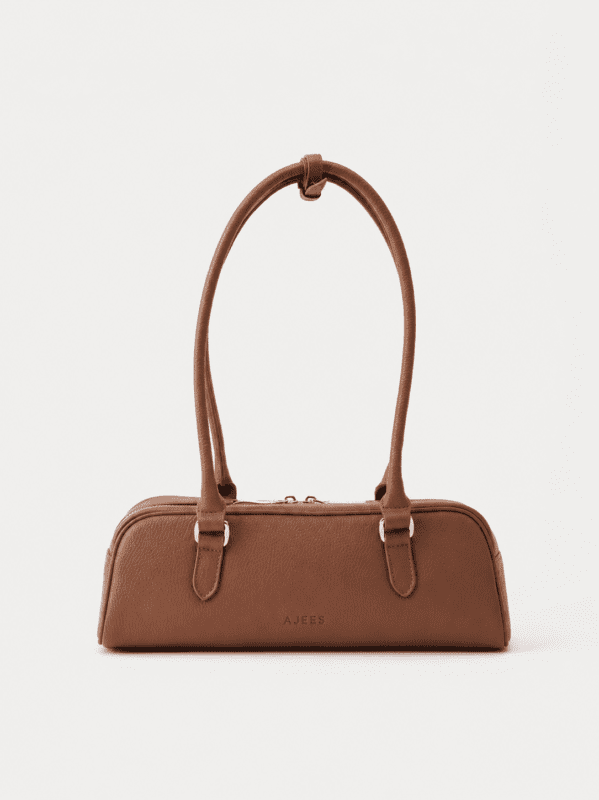 Premium brown leather shoulder bag for women elegant design