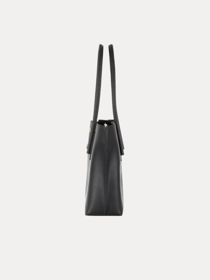 LUMA Women's Black Textured Tote Bag – Spacious Handbag with Dual Handles