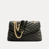 Black Quilted Leather Chain Women Bag with Gold Chain Strap