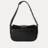 AJEES black velvet shoulder bag with leather strap and gold-tone hardware