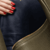 Premium Olive Green Genuine Leather Hobo Shoulder Bag for Women by AJEES