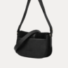 AJEES black velvet shoulder bag with leather strap and gold-tone hardware