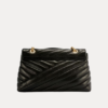 Black Quilted Leather Chain Women Bag with Gold Chain Strap