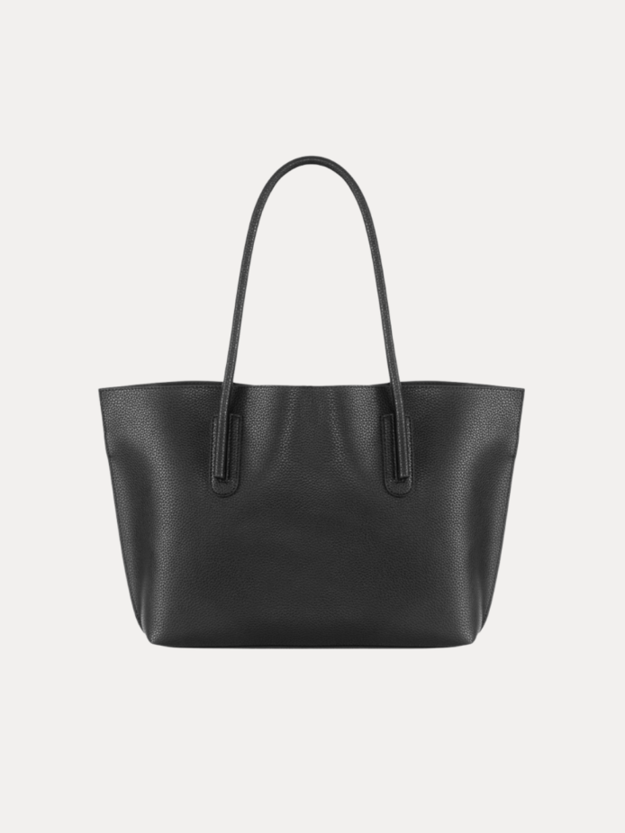 LUMA Women's Black Textured Tote Bag – Spacious Handbag with Dual Handles