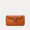 AJEES Women's Toiletry Bag - Black Leather Travel Pouch Front View
