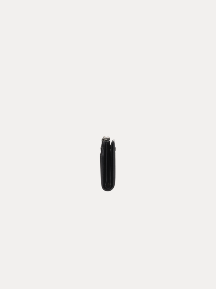Compact black leather wallet for women - Luma