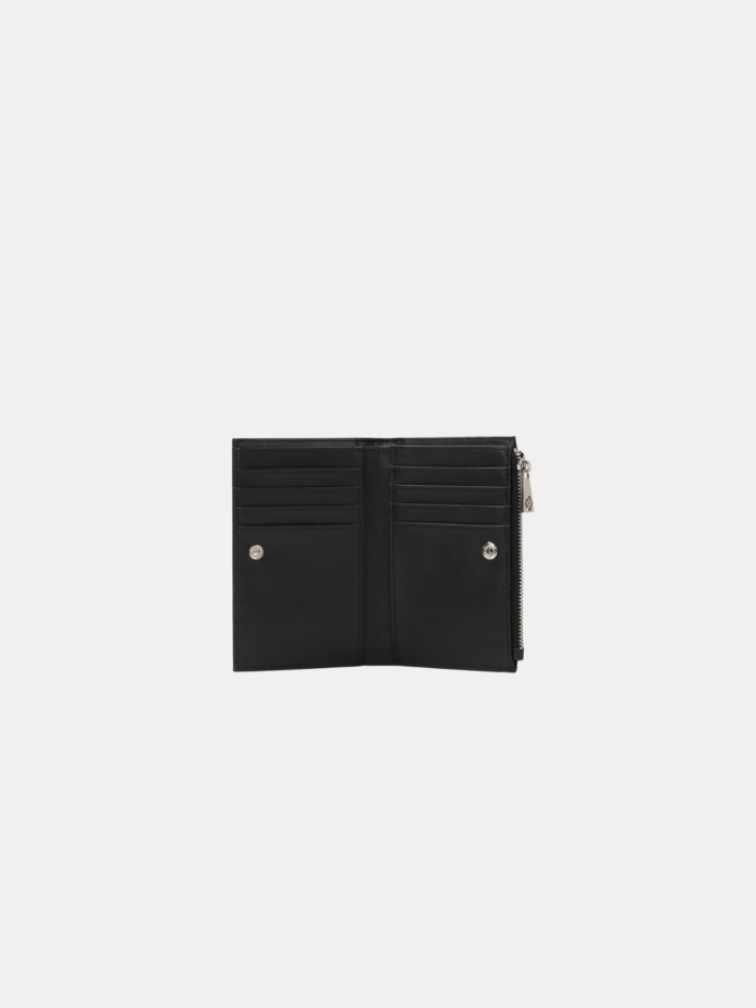 Compact black leather wallet for women - Luma