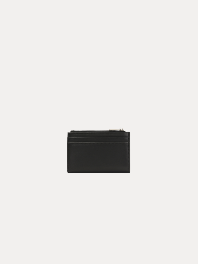 Compact black leather wallet for women - Luma