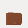 AJEES Luma women's tan leather zip-around wallet - front view