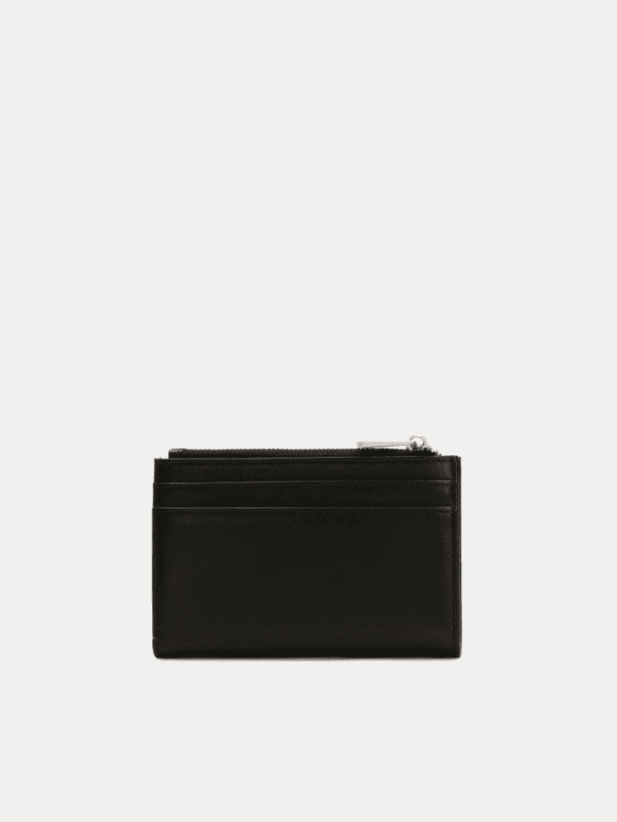 AJEES Revel women's black leather zip-around wallet - front view