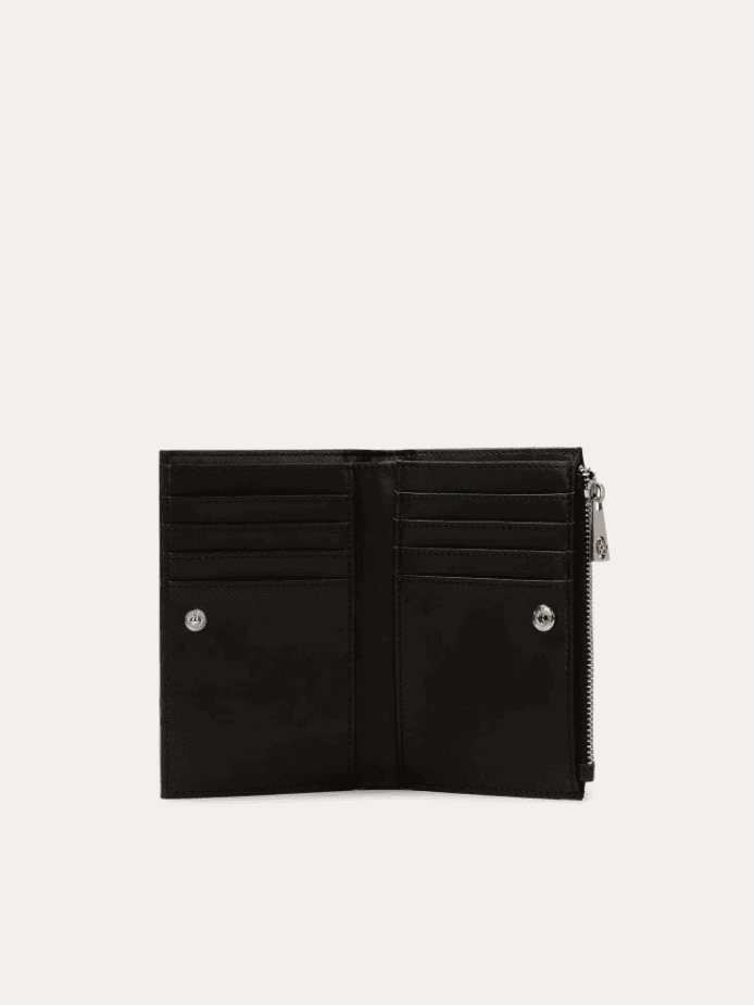 AJEES Revel women's black leather zip-around wallet - front view