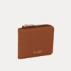 AJEES Luma women's tan leather zip-around wallet - front view