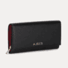 AJEES Roma women's black leather flap wallet - front view
