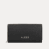 AJEES Roma women's black leather flap wallet - front view