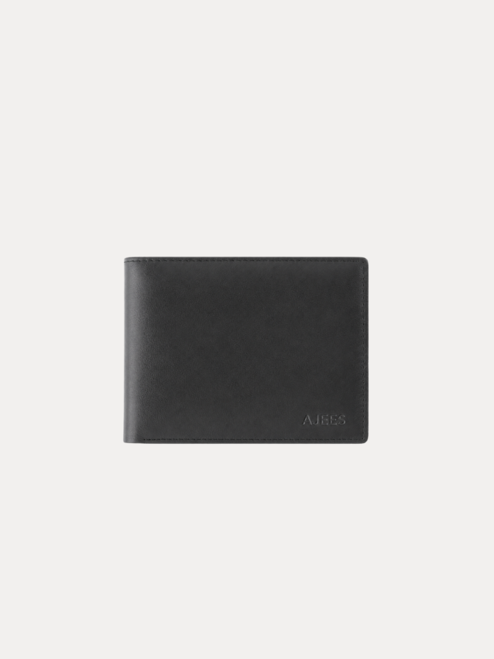 Bern Men Leather Wallet - Slim Black Bifold Wallet by AJEES