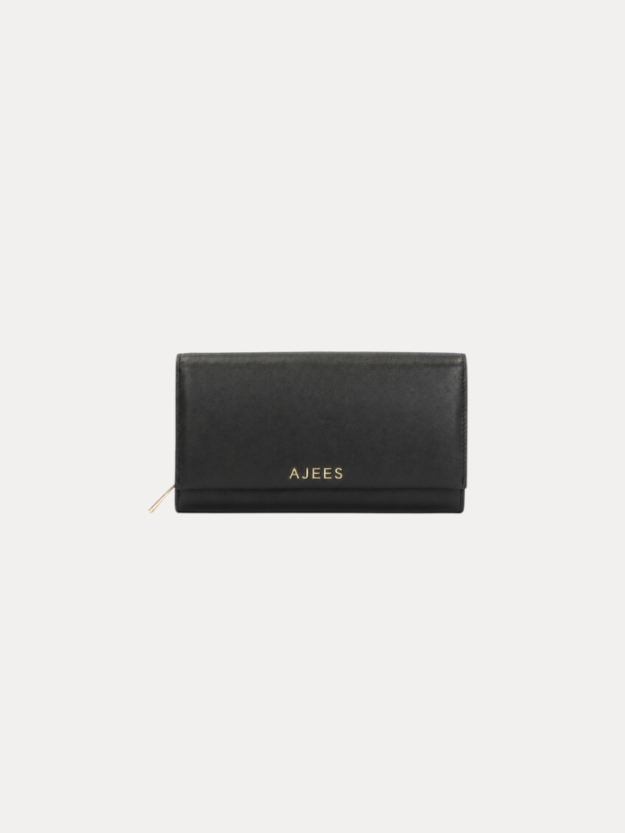 AJEES Roma Women Wallet black leather closeup