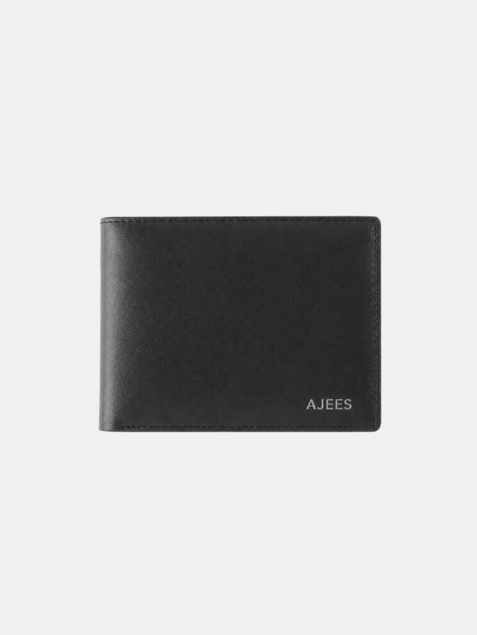 Bern Men Leather Wallet - Slim Black Bifold Wallet by AJEES