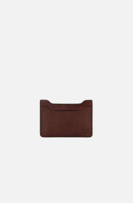 Shop Virello Card Holder, a slim genuine leather wallet for men with a minimalist design, practical card storage and premium brown leather finish.