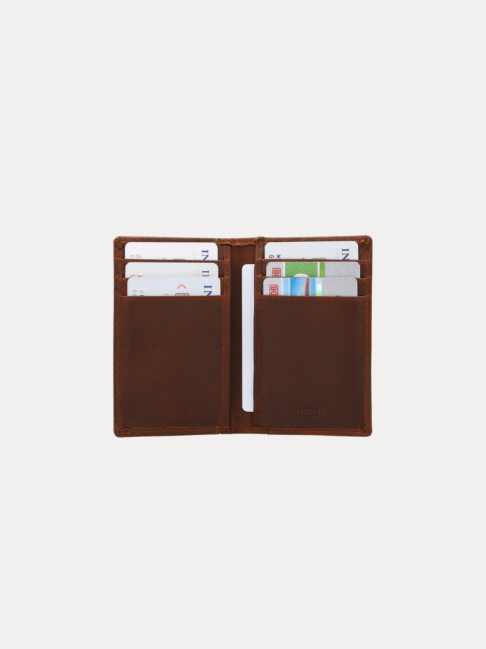 Rivano Card Holder in premium brown genuine leather for men