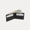AJEES black Genuine Leather Bifold Wallet for Men with ID Window, Zipper Pocket, Card Slots and Cash Compartments