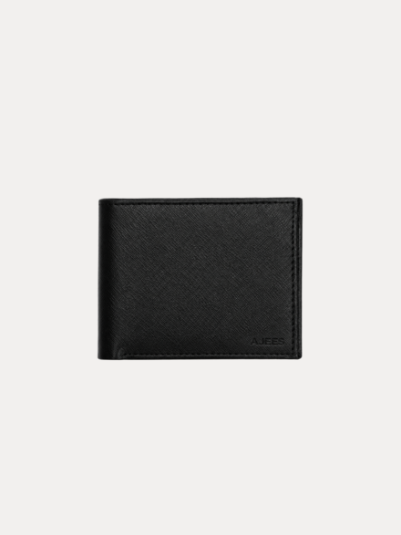 ajees-black-crossgrain-genuine-leather-wallet-for-men-front-view