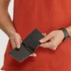 AJEES Premium Black Genuine Leather Money Clip Wallet for Men with Stainless Steel Money Clip and Multiple Card Slots