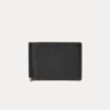 AJEES Premium Black Genuine Leather Money Clip Wallet for Men with Stainless Steel Money Clip and Multiple Card Slots