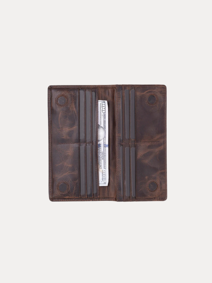 Elvoro genuine leather long wallet for men with multiple card slots