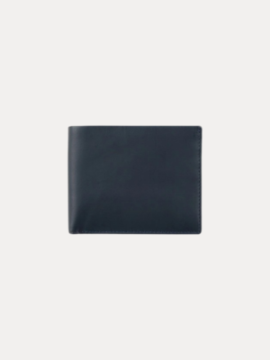 AJEES Navy Blue Genuine Leather Bifold Wallet for Men with ID Window, Zipper Pocket, Card Slots and Cash Compartments