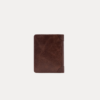 AJEES SPLIT men's genuine brown leather wallet with multiple card slots, transparent ID window, hidden pockets, and cash compartments.