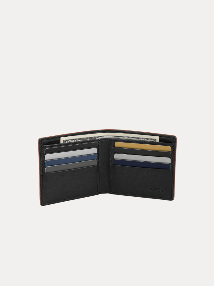 areno Men Wallet black genuine leather bifold wallet for men