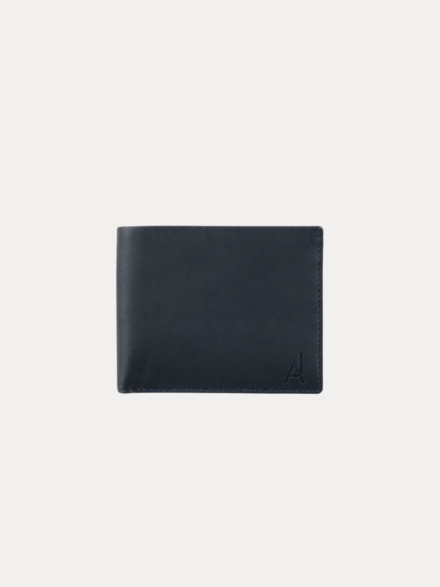 AJEES black Genuine Leather Bifold Wallet for Men with ID Window, Zipper Pocket, Card Slots and Cash Compartments