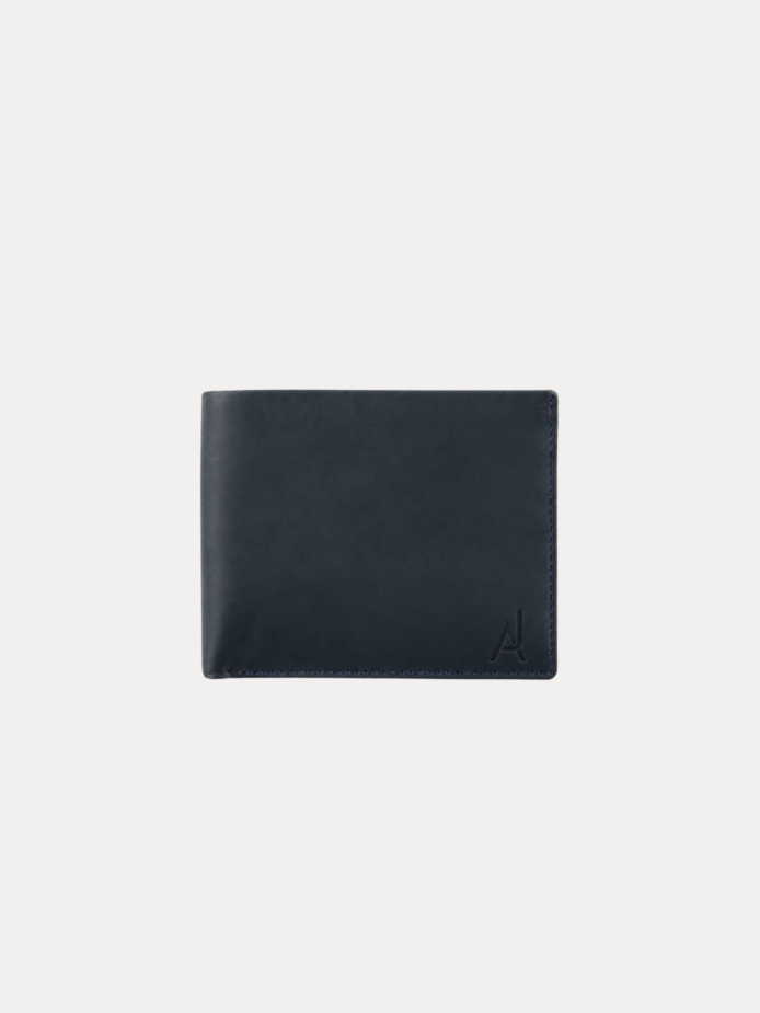 AJEES black Genuine Leather Bifold Wallet for Men with ID Window, Zipper Pocket, Card Slots and Cash Compartments