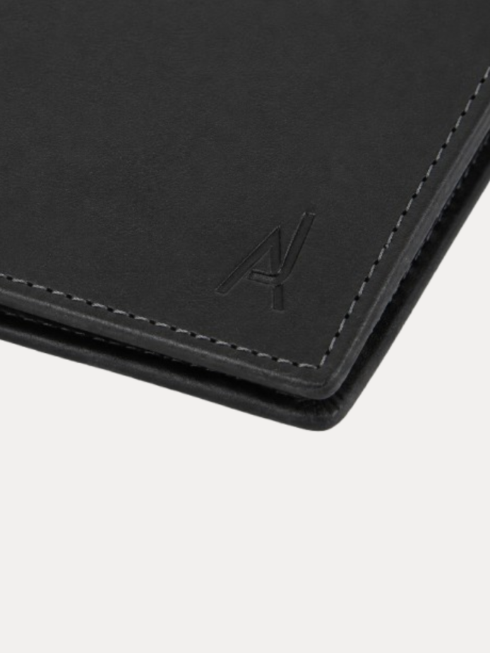 AJEES Premium Paris men Black Leather Wallet for Men with Coin Pocket, 4 Card Slots and Dual Cash Compartments