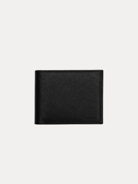 ajees-black-crossgrain-genuine-leather-wallet-for-men-front-view
