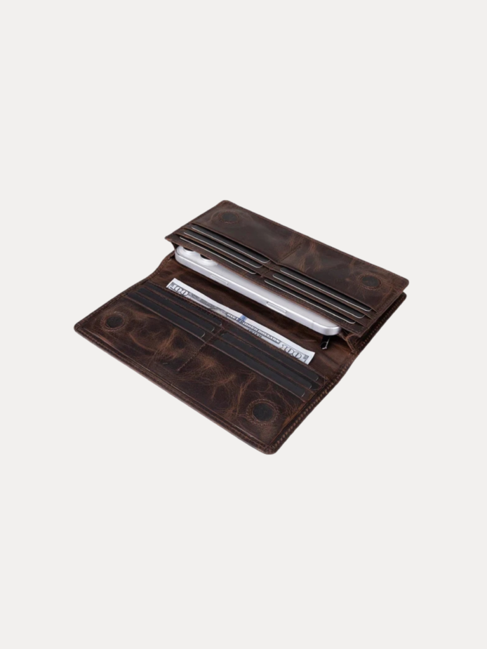 Elvoro genuine leather long wallet for men with multiple card slots