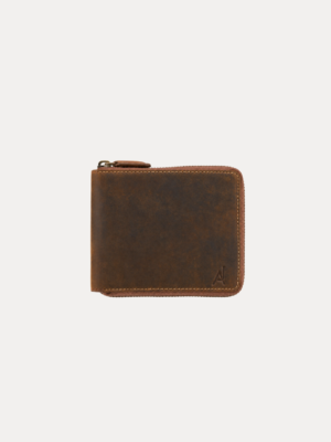 AJEES genuine brown leather osaka men wallet for men with multiple card slots, coin pocket and premium cow leather finish.