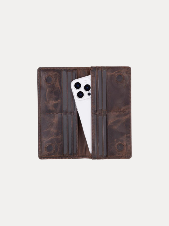Elvoro genuine leather long wallet for men with multiple card slots