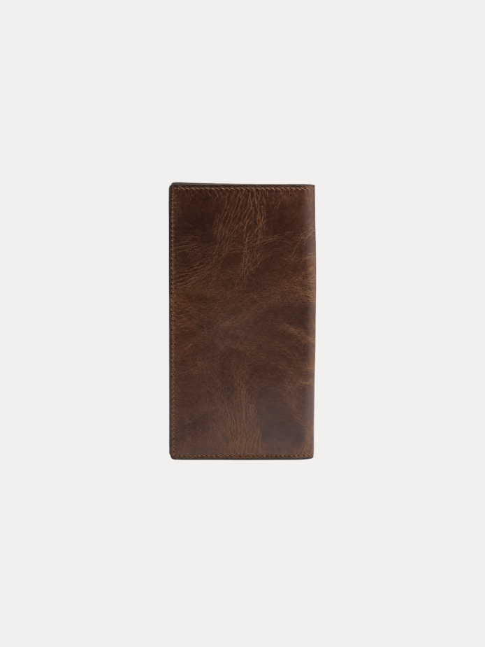 Aston Long Wallet black leather open with card slots and zip compartment