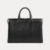 Black leather laptop briefcase with double handles and shoulder strap – AJEES Regal Laptop Bag