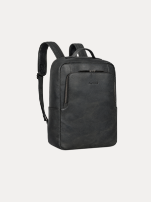 Evron genuine leather laptop backpack - brown vintage finish side view