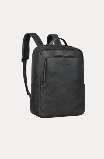 Evron genuine leather laptop backpack - brown vintage finish side view