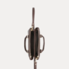 Brown saffiano leather handbag for women with gold-tone hardware and dual handles